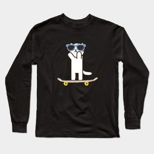 Summer Cat On A Skateboard Long Sleeve T-Shirt